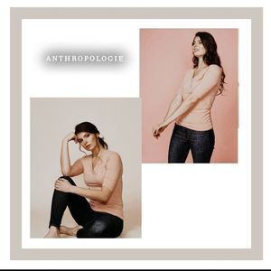 Anthropologie Pilcro & the Letterpress Peach Short Sleeve Fitted Waist Top Sz S